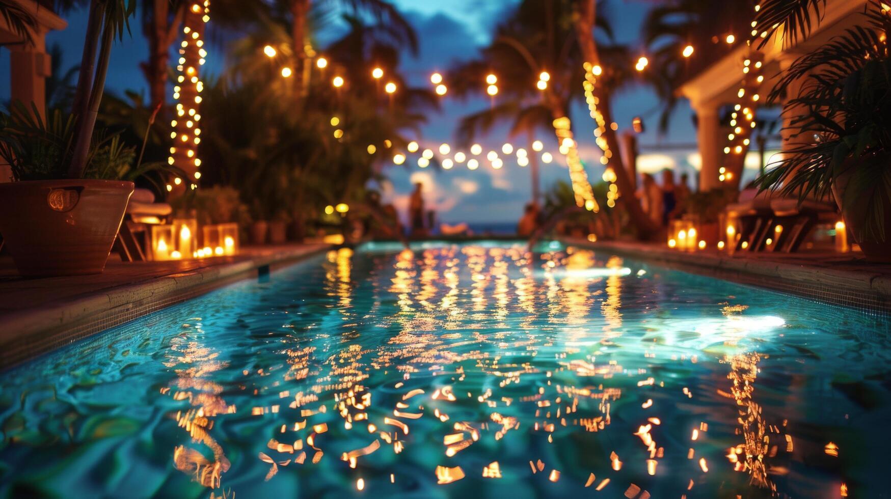 Blue and White Tiled Floor Swimming Pool photo