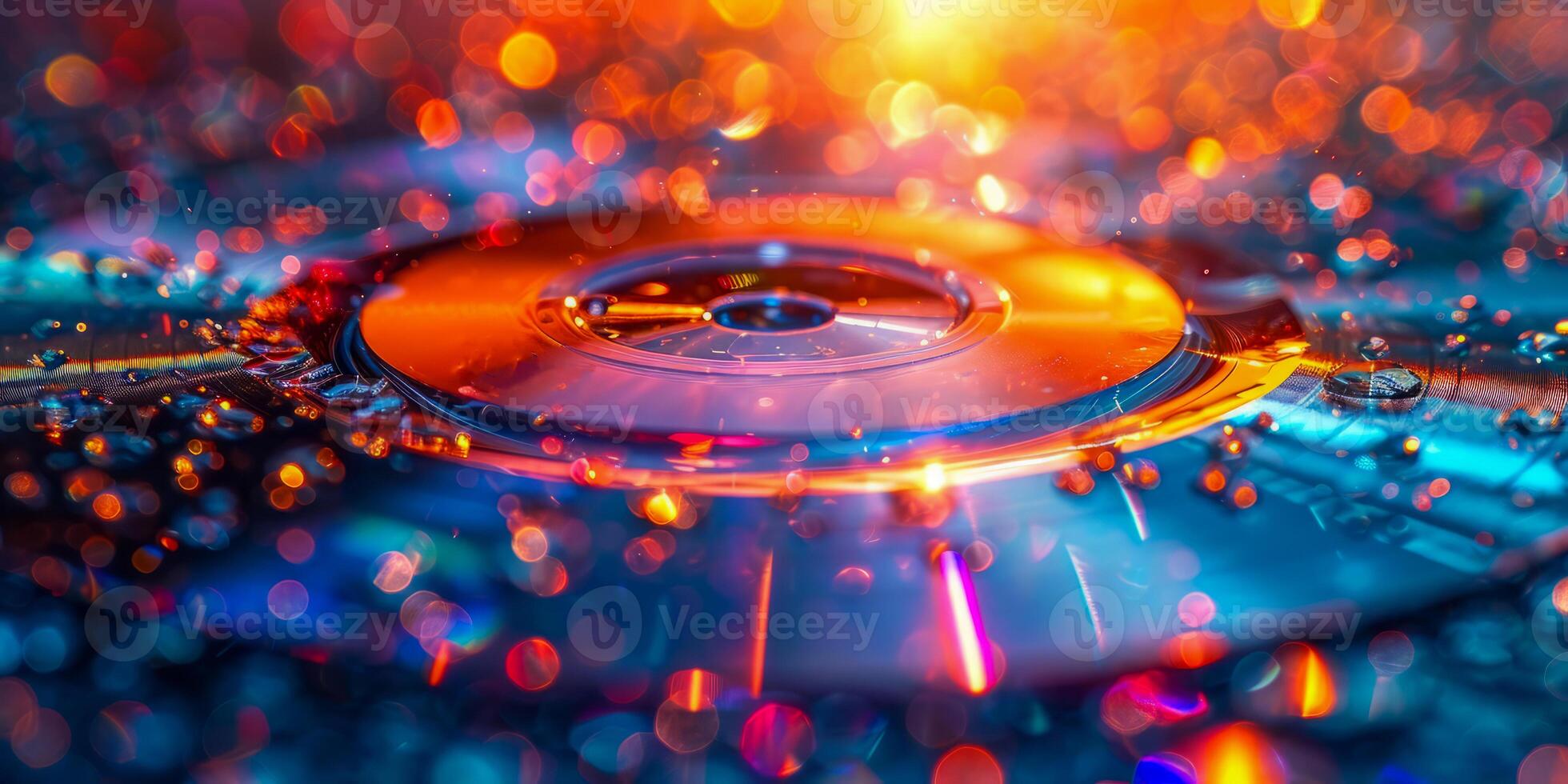 AI generated Compact discs, each disc reflects the interplay of light and sha photo