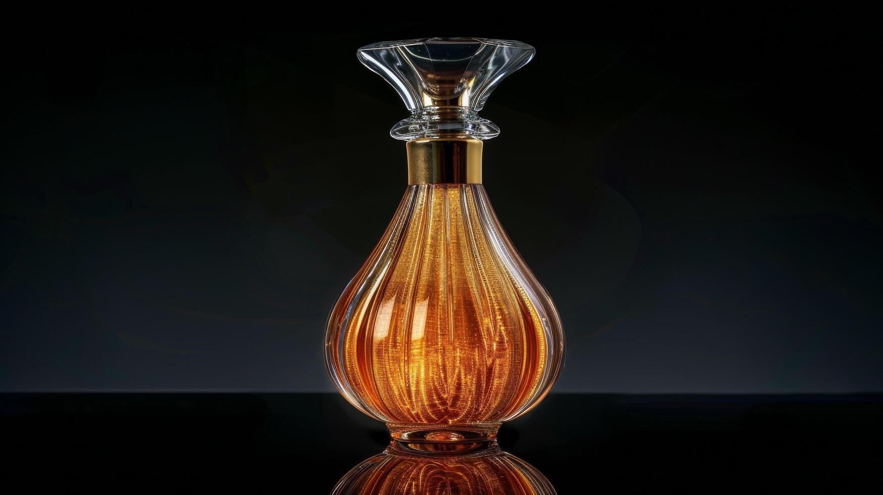Brown Glass Vase With Clear Top on Black Surface photo