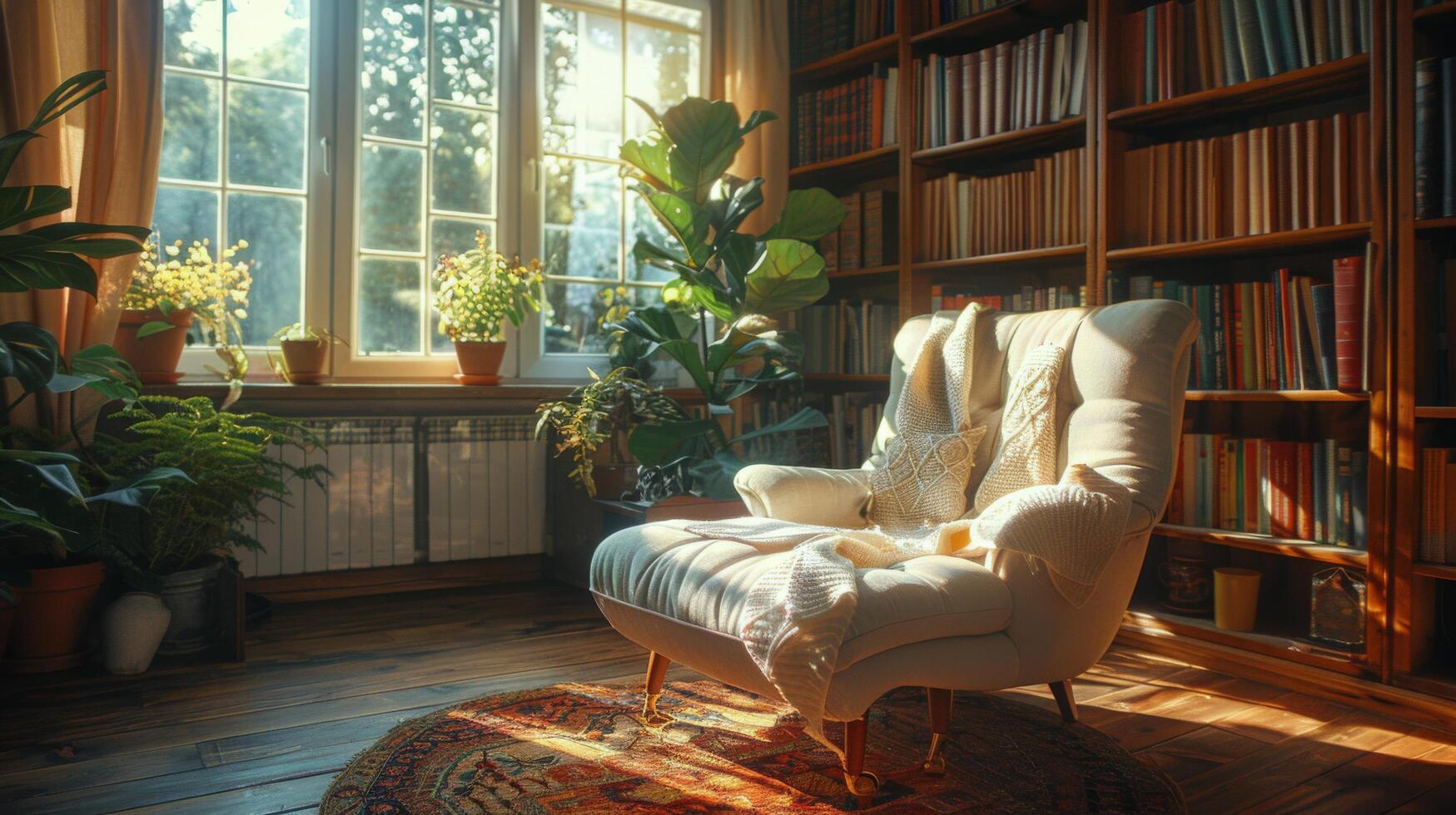 White Chair in Living Room Next to Window photo