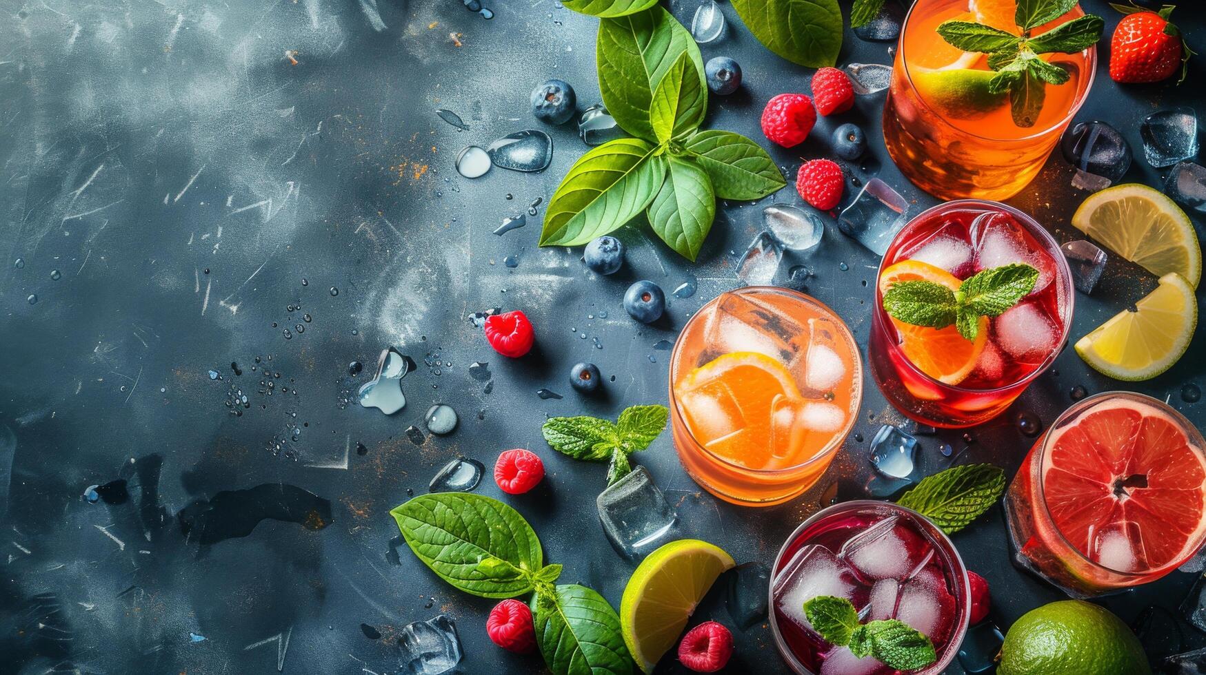 Assorted Glasses Filled With Various Drinks photo