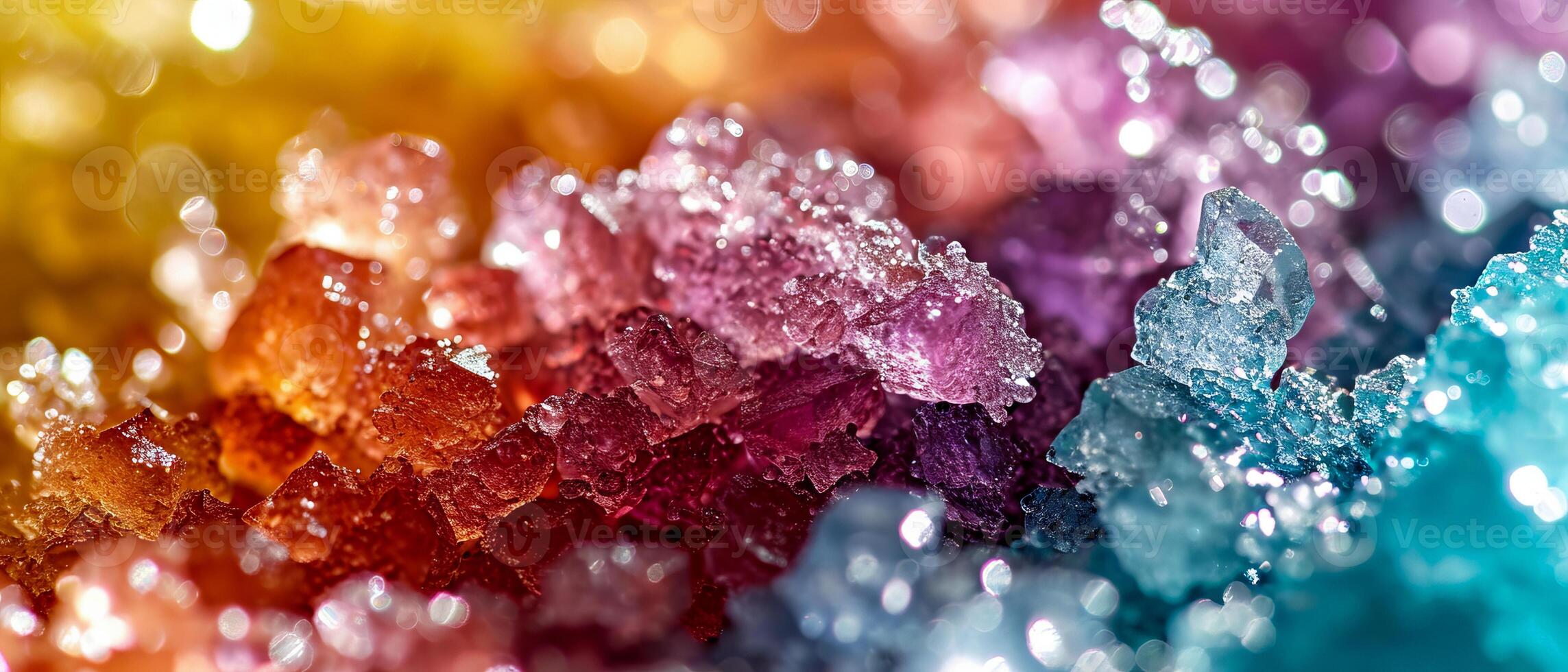 AI generated A close-up view of delicate frost crystals with a vibrant bokeh background, showcasing the intricate details of ice formation photo