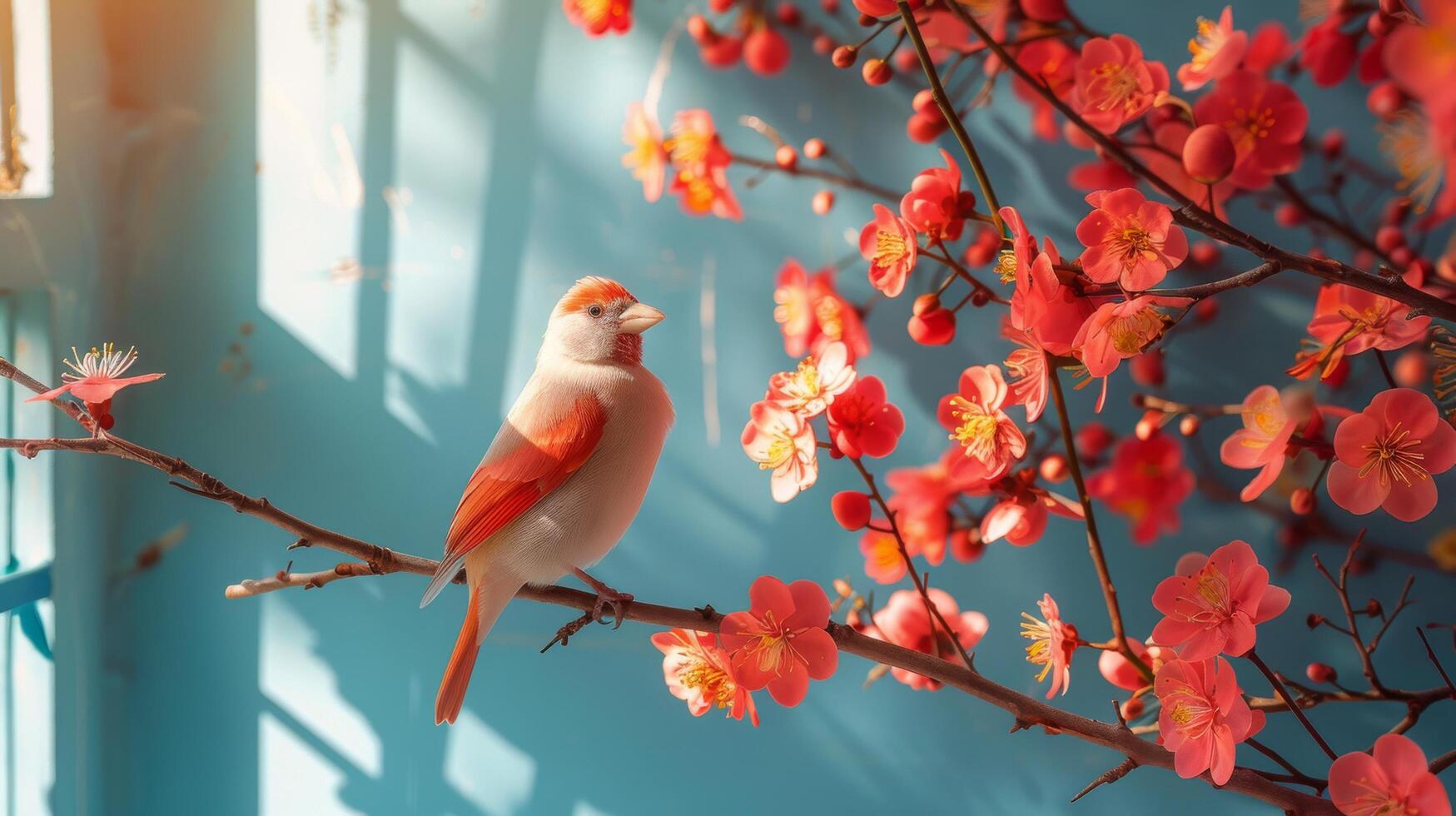 AI generated Bird Sitting on a Tree Branch photo