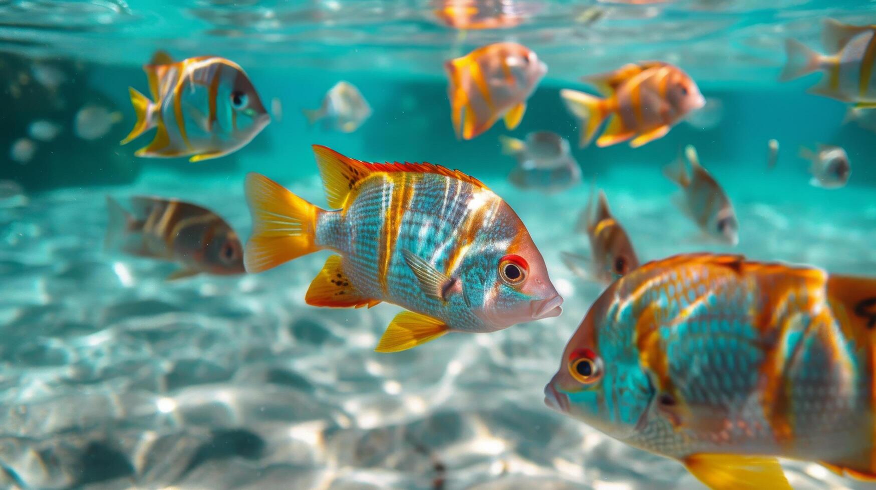AI generated Large Group of Fish Swimming in the Ocean photo