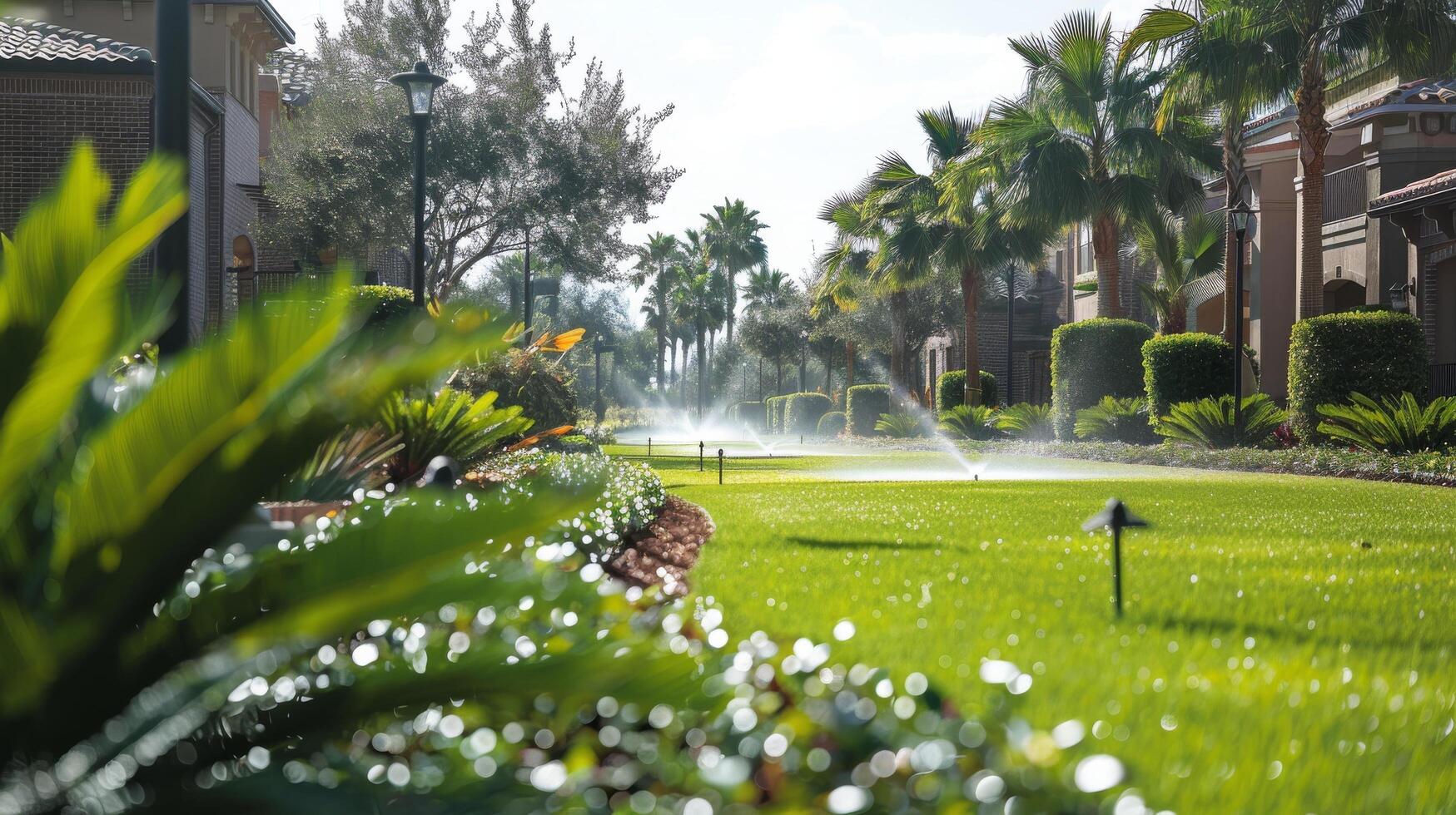 Sprinkle of Water on Green Lawn photo