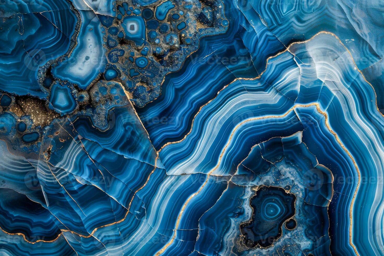 AI generated The intricate bands of an azure malachite stone present a stunning natural pattern, rich with earthen history photo