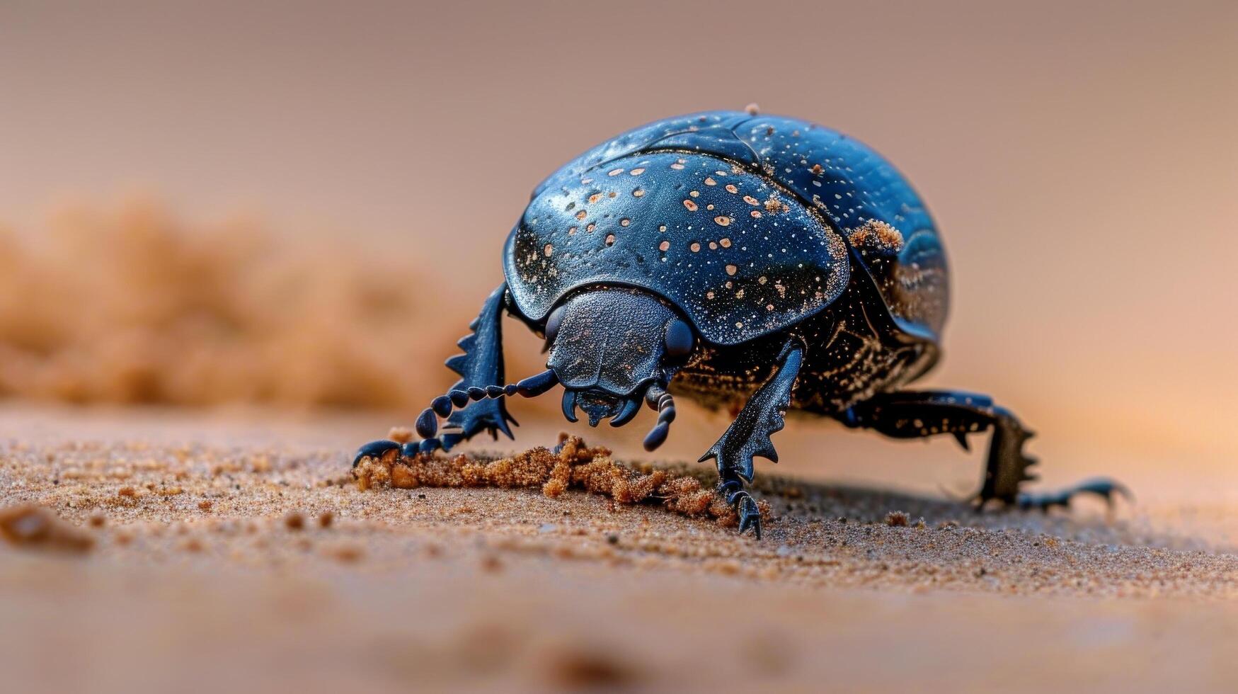 Blue Bug Close Up on Ground photo