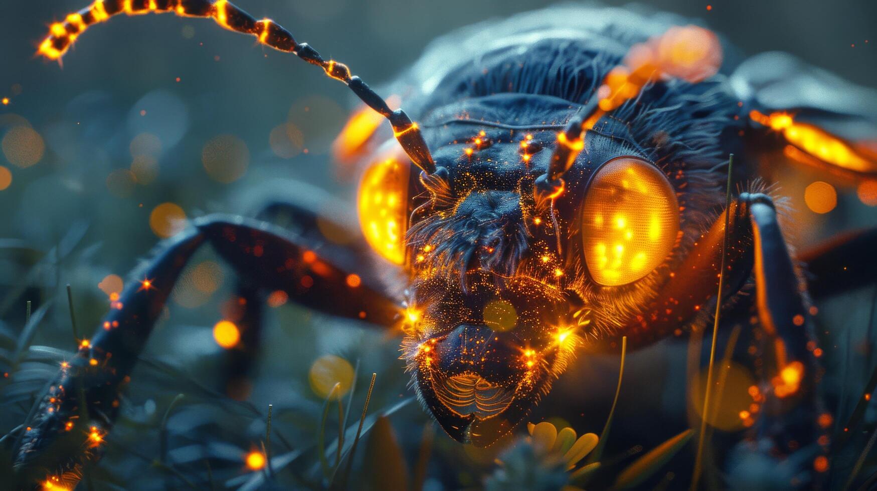 Close Up of Bug With Glowing Eyes photo