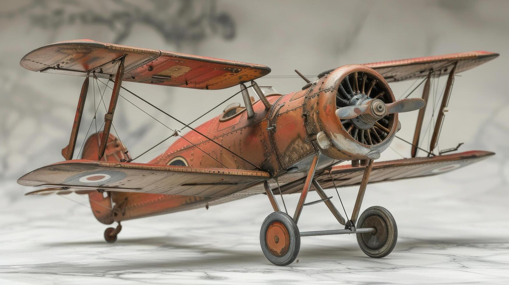 modelo de un antiguo avión en un mesa foto