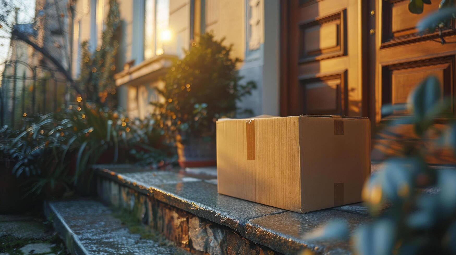 Cardboard Box Outside House photo