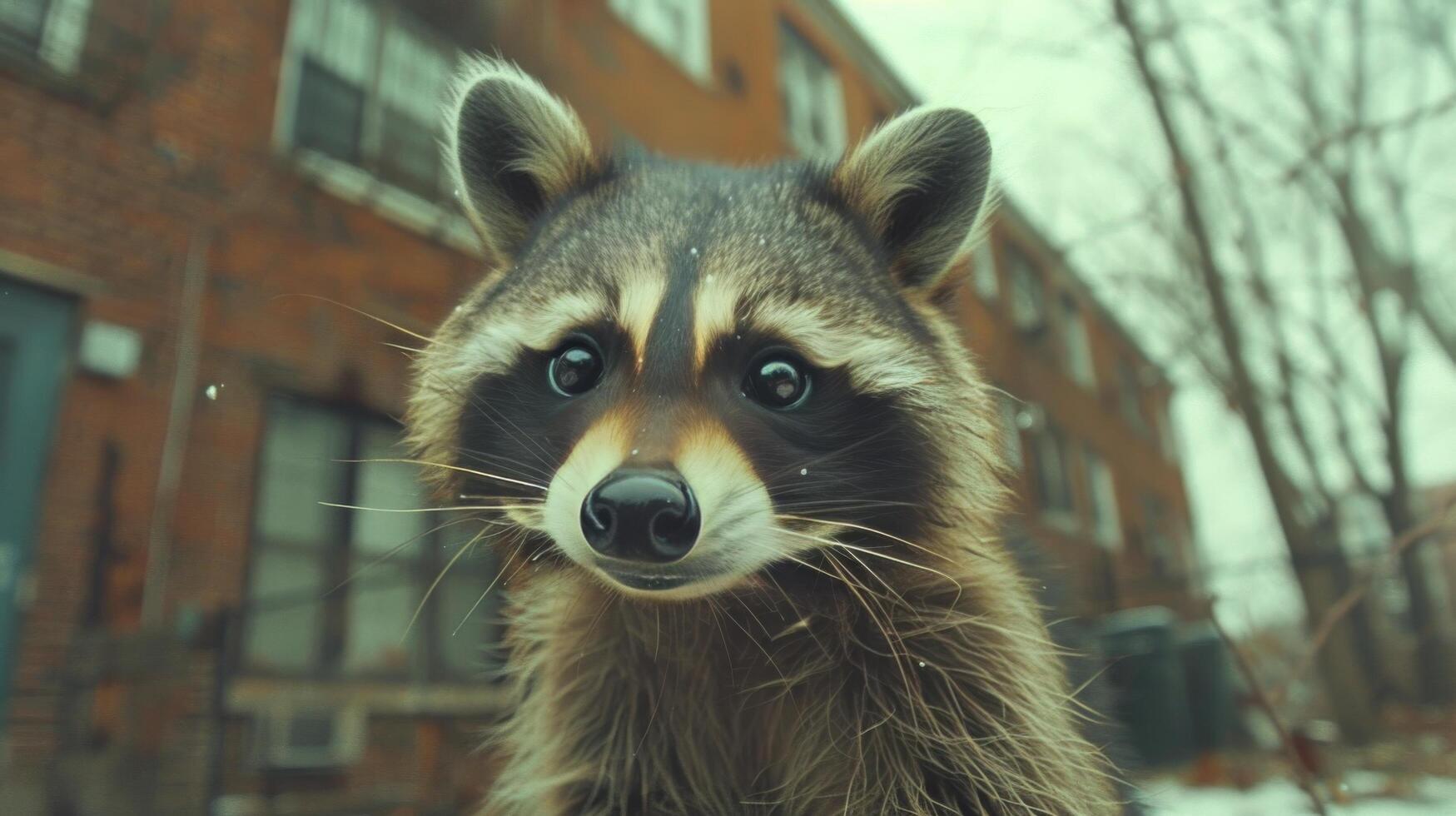 Curious Raccoon Observing the Camera photo