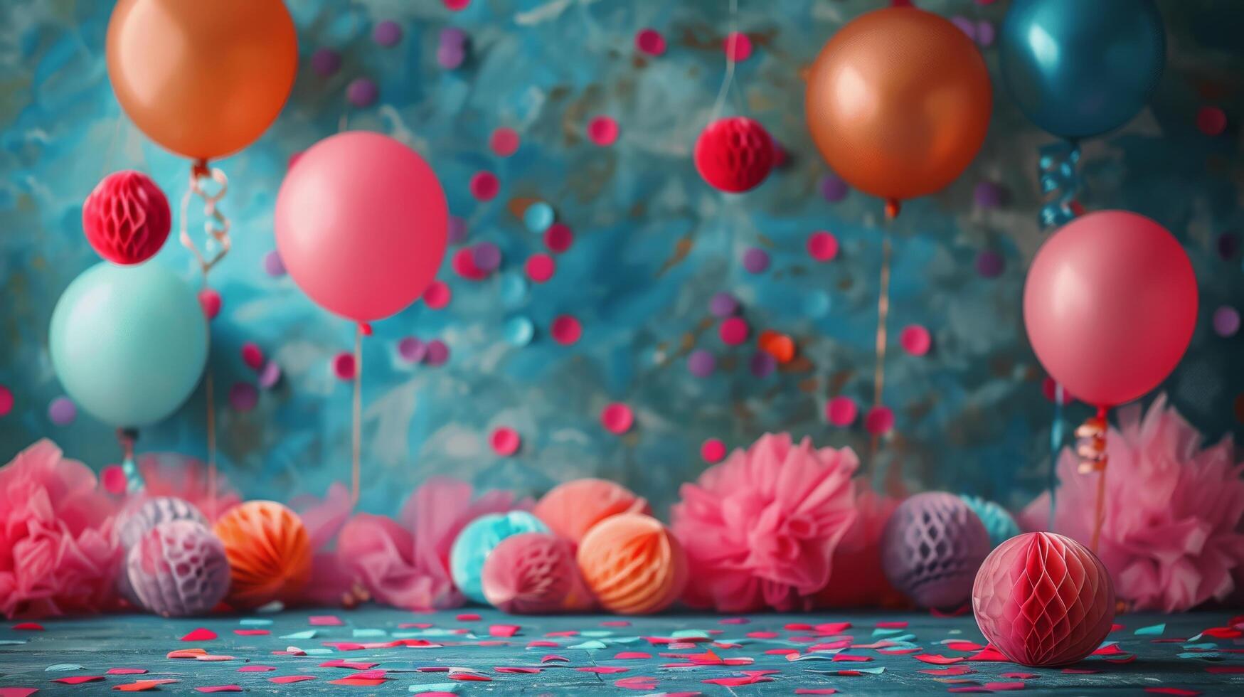 Group of Colorful Balloons Floating in the Sky photo