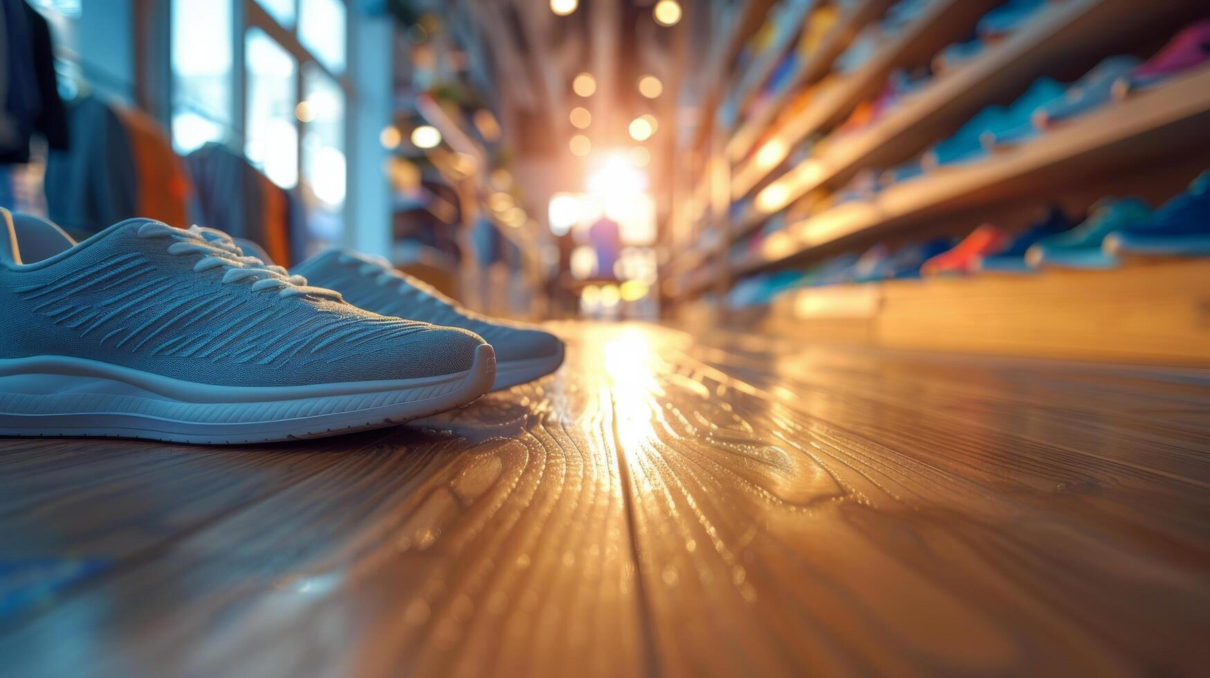 Shoes Resting on Wooden Floor photo