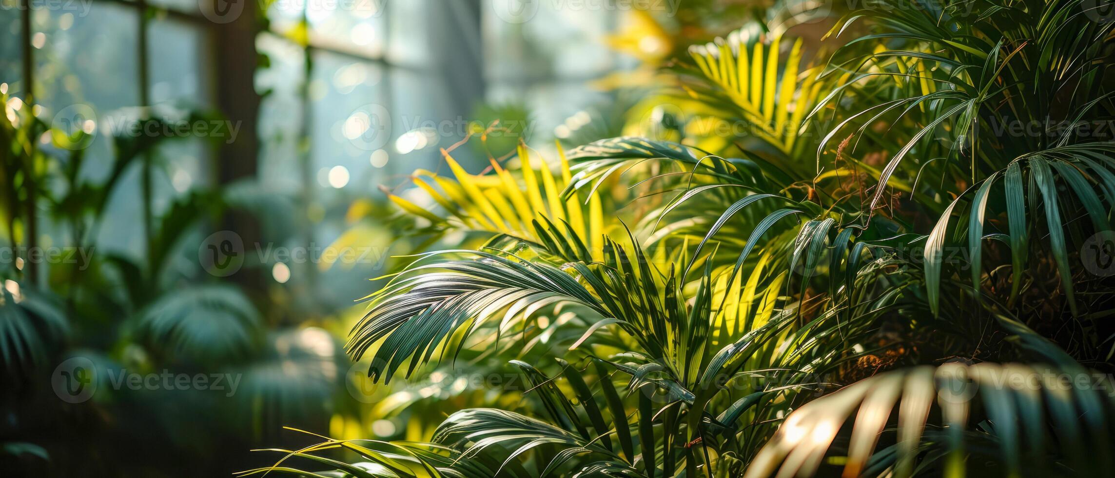 AI generated Tropical Jungle Foliage in Sunlight photo