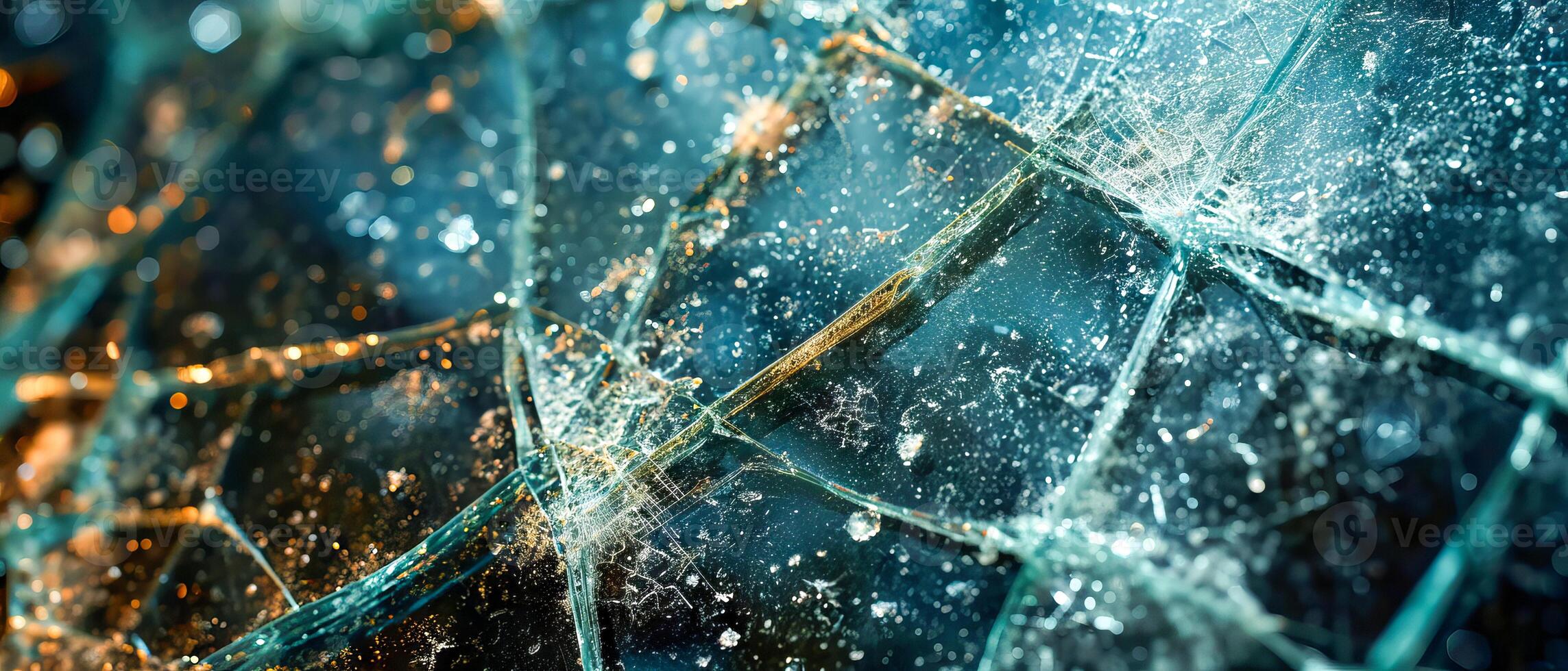 AI generated Abstract Broken Glass Texture - Shattered Fragments with Cracks photo