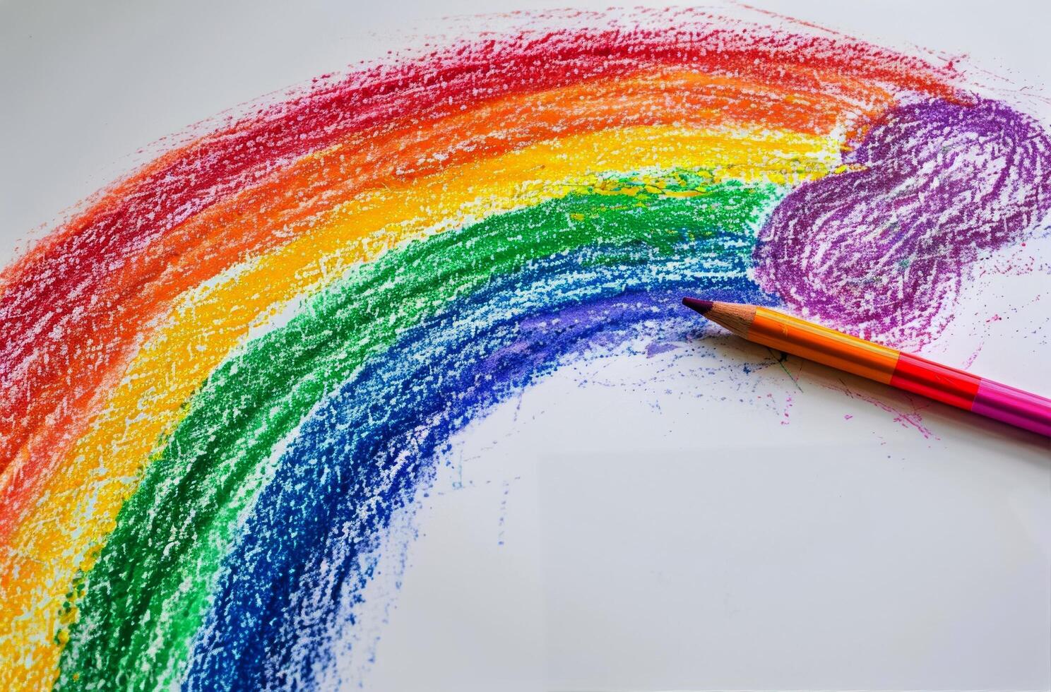 Pencil Drawing a Rainbow With a Heart photo