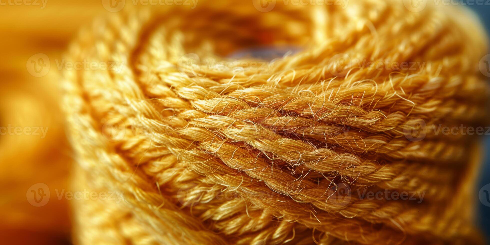AI generated Close-Up Texture of a Twisted Yellow Rope photo