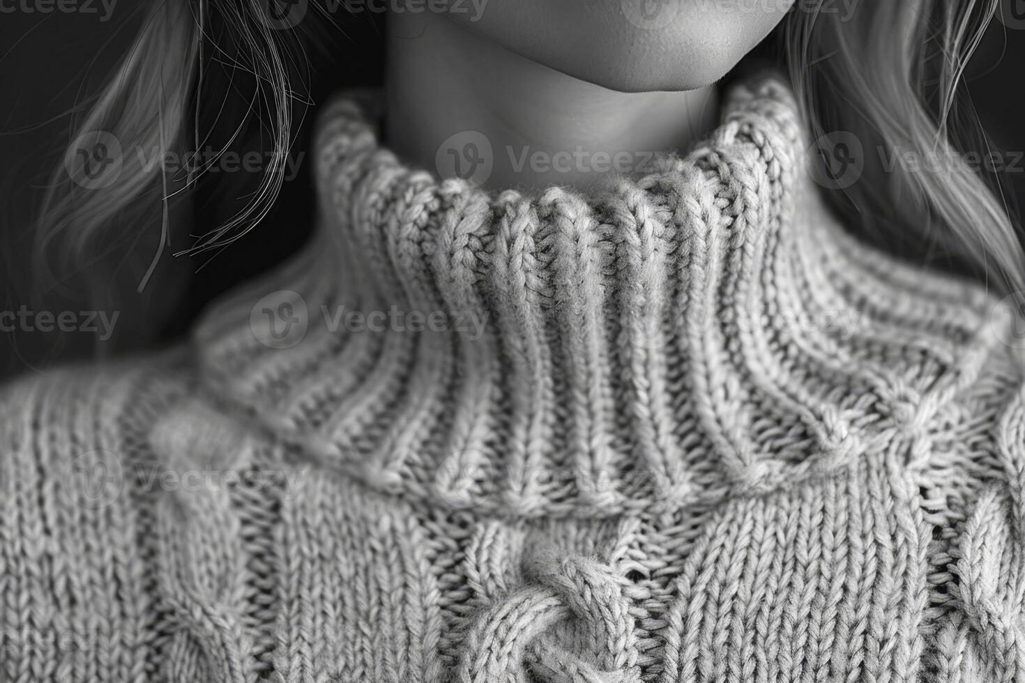 AI generated Close-Up of Woman in Cozy Knitted Sweater photo