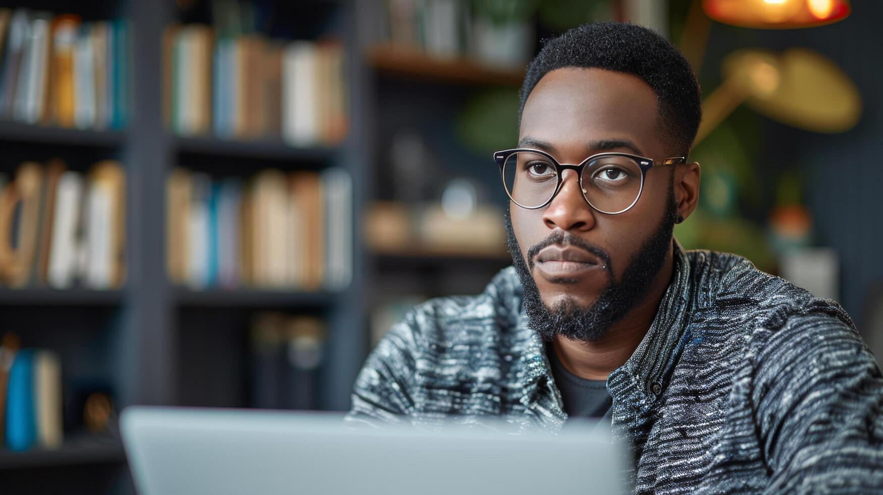Man Sitting in Front of Laptop Computer photo