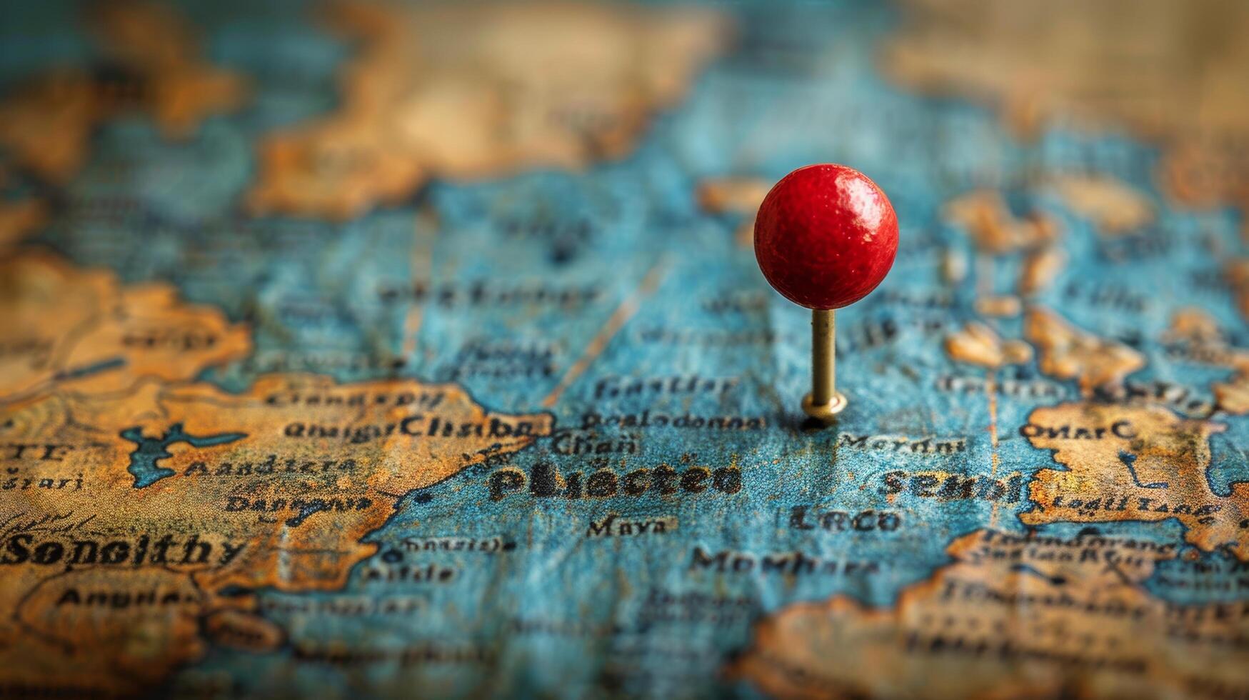 Red Push Pin on Map of Europe photo