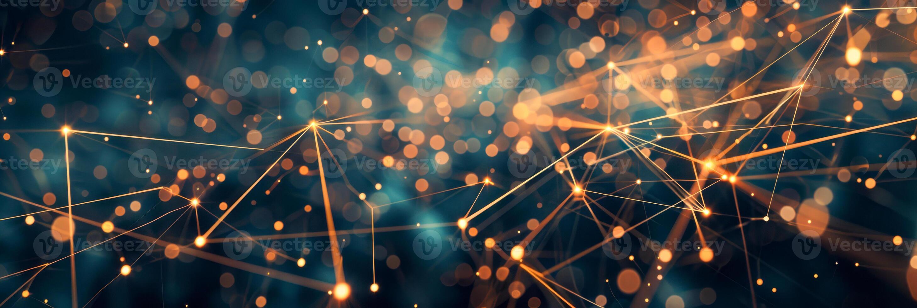 Abstract Network of Connectivity Luminous Lines and Dots photo