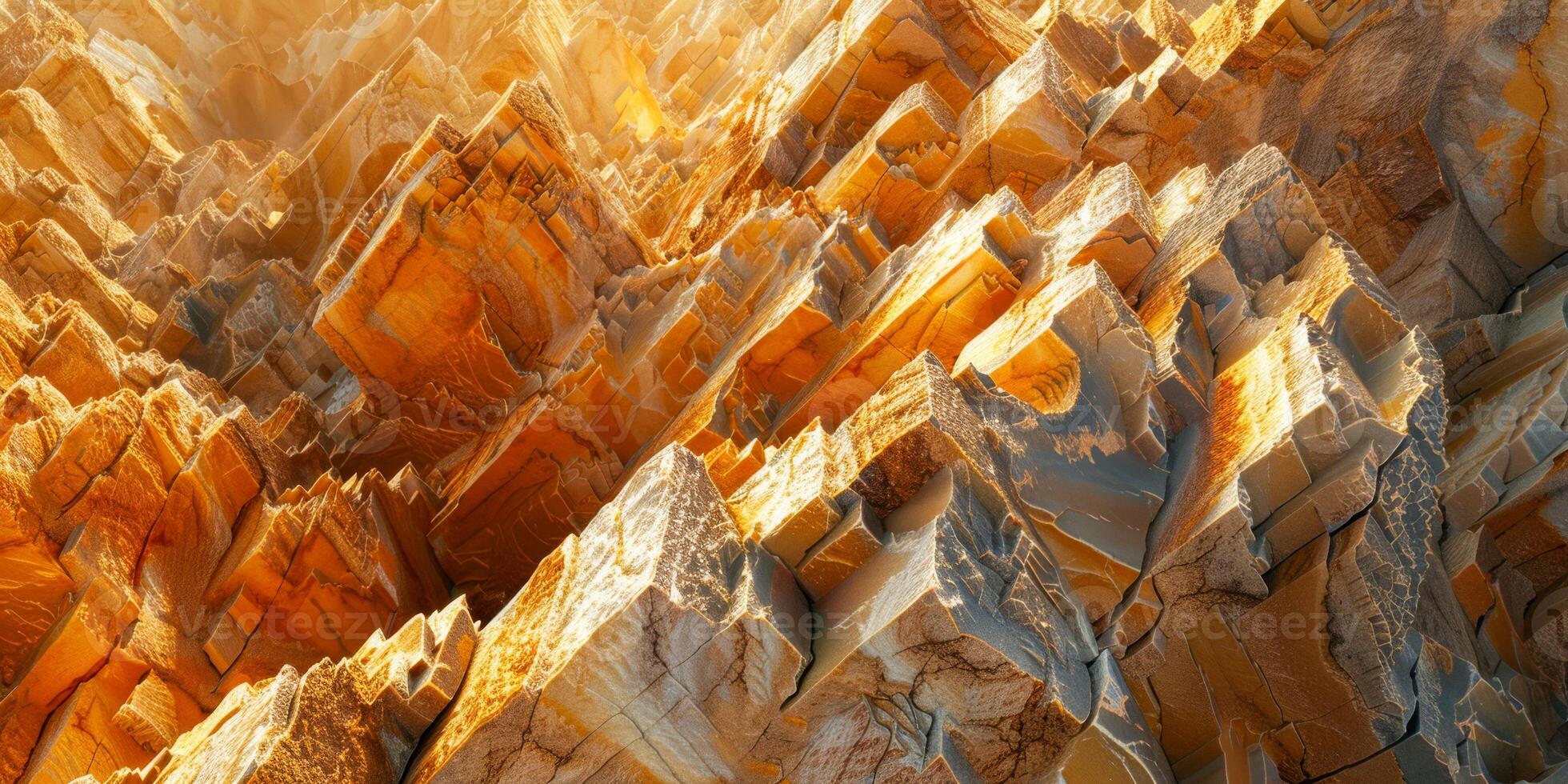 Golden Glow of Rugged Cliff Formations at Sunset photo