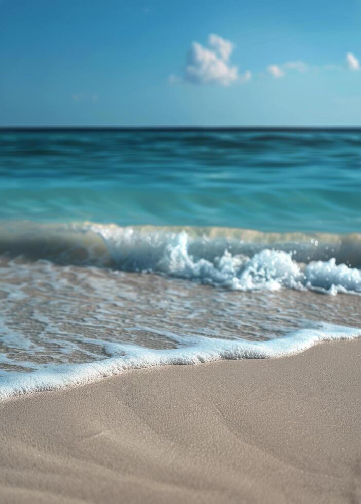 Sandy Beach With Waves Rolling in to Shore photo