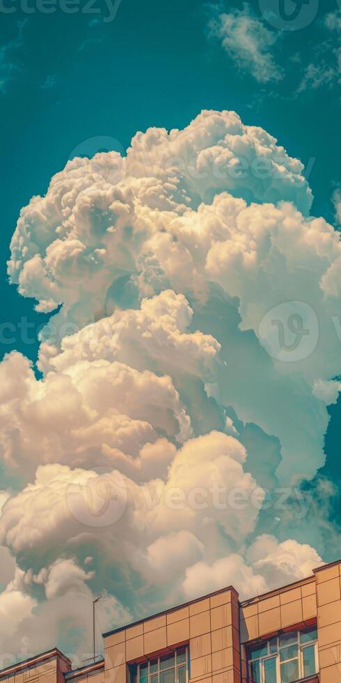 Majestic Cumulus Clouds Towering over Urban Skyline photo