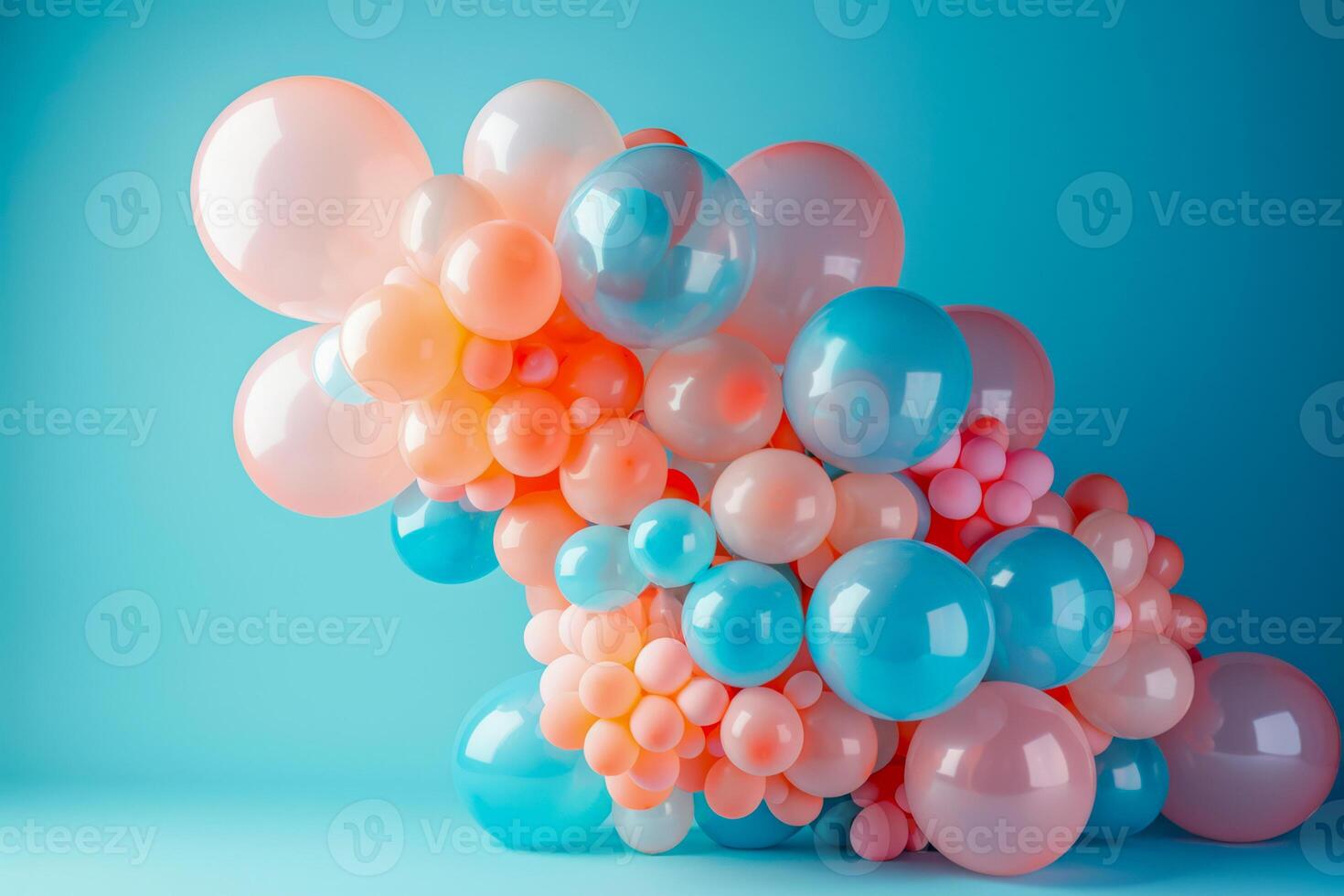 Pastel Balloon Cluster Against a Blissful Blue Backdrop photo