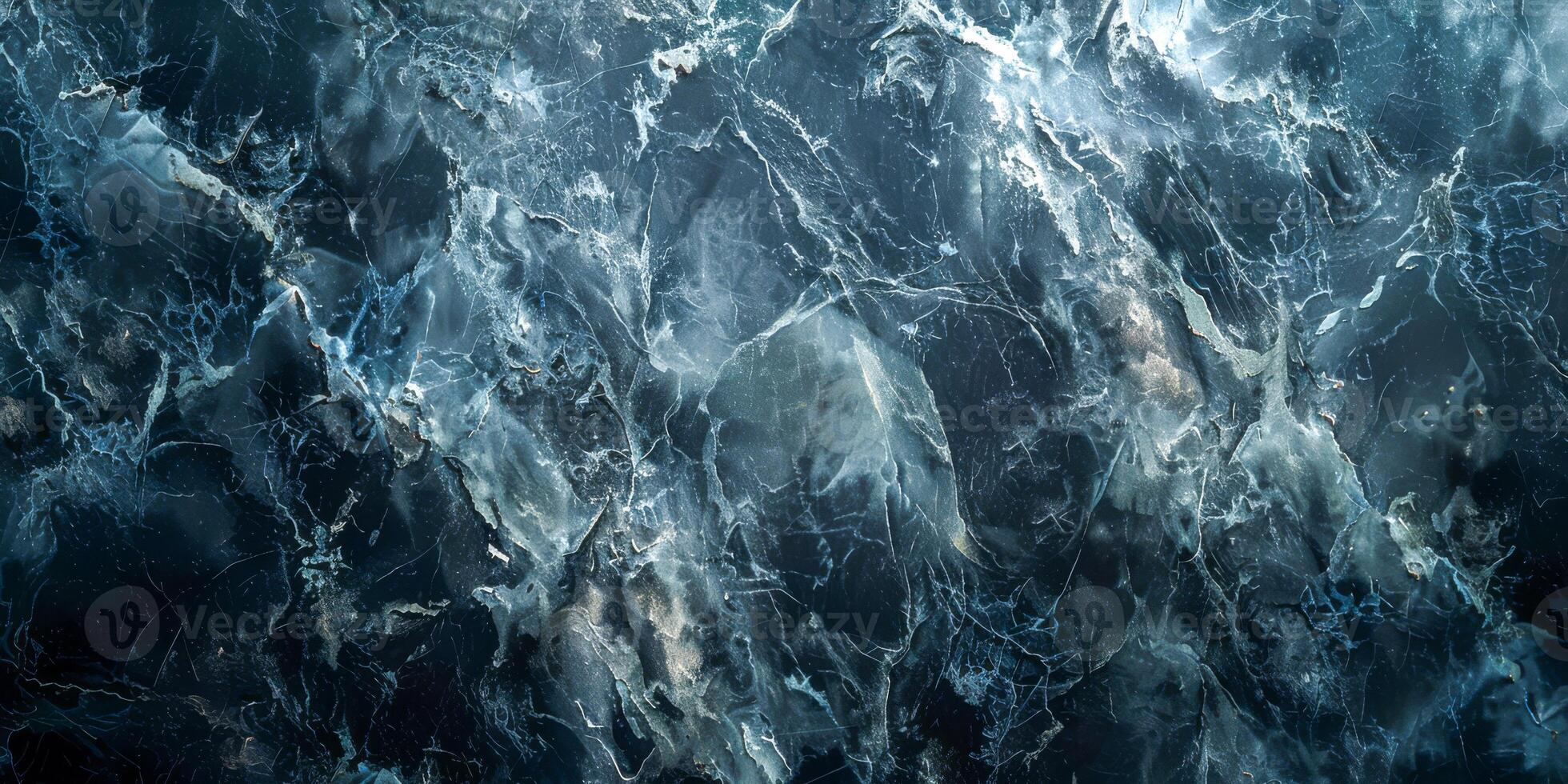 Intricate Ice Patterns on Dark Marine Blue Marble Texture photo