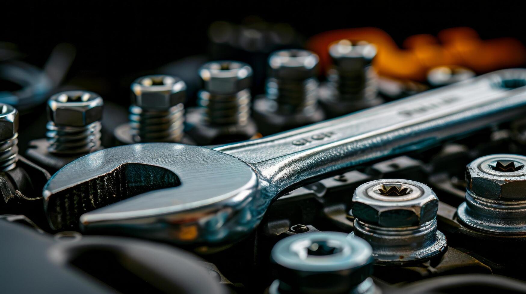 Wrench on Top of Circuit Board photo