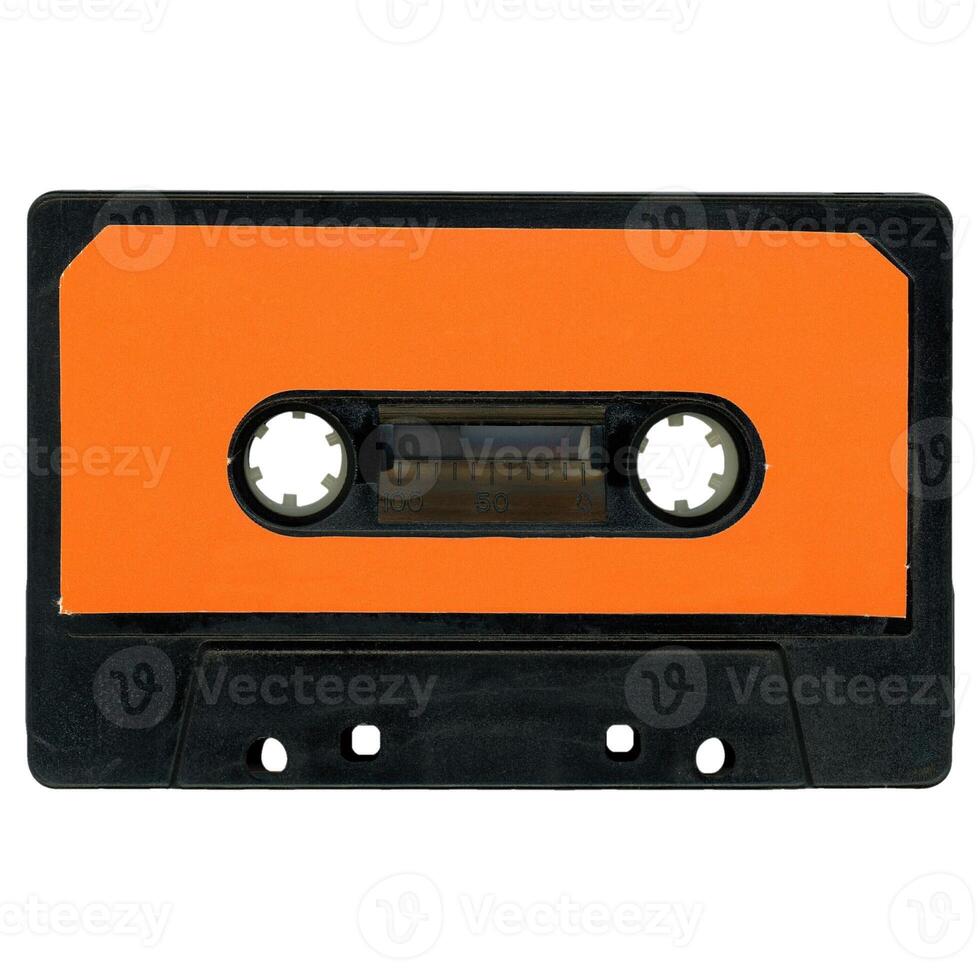 magnetic tape cassette isolated over white photo