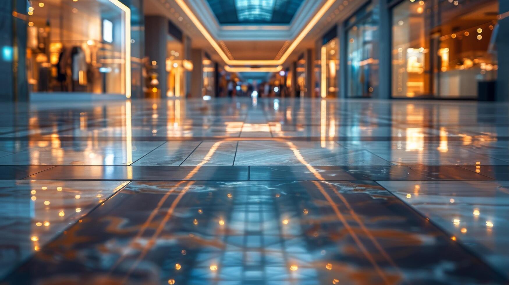 Illuminated Long Hallway With Ceiling Lights photo
