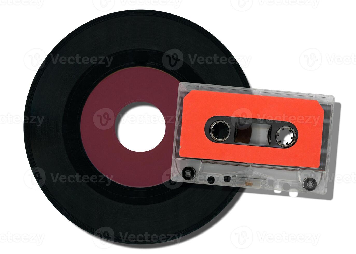 vinyl record and tape cassette photo