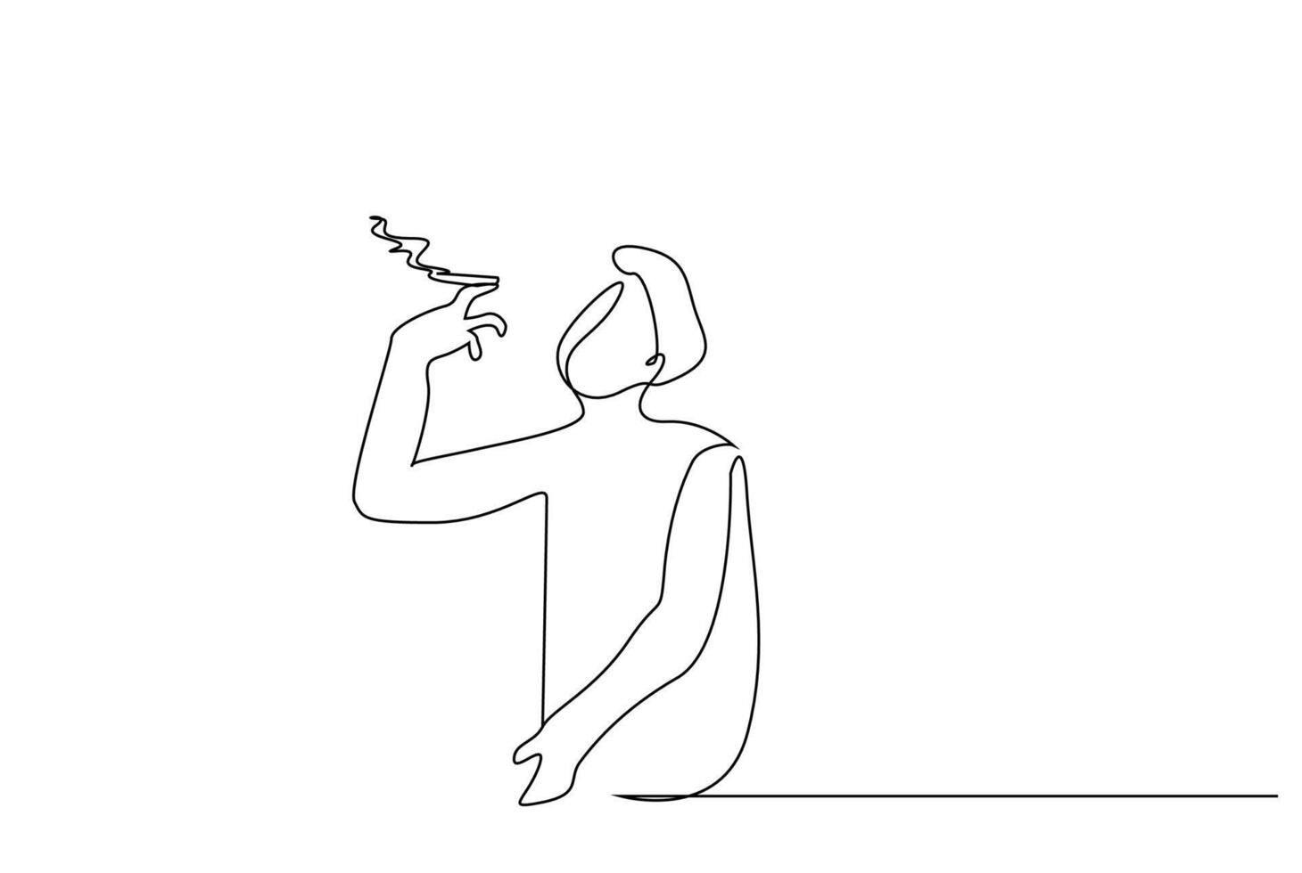 man cool smoking one line art design vector