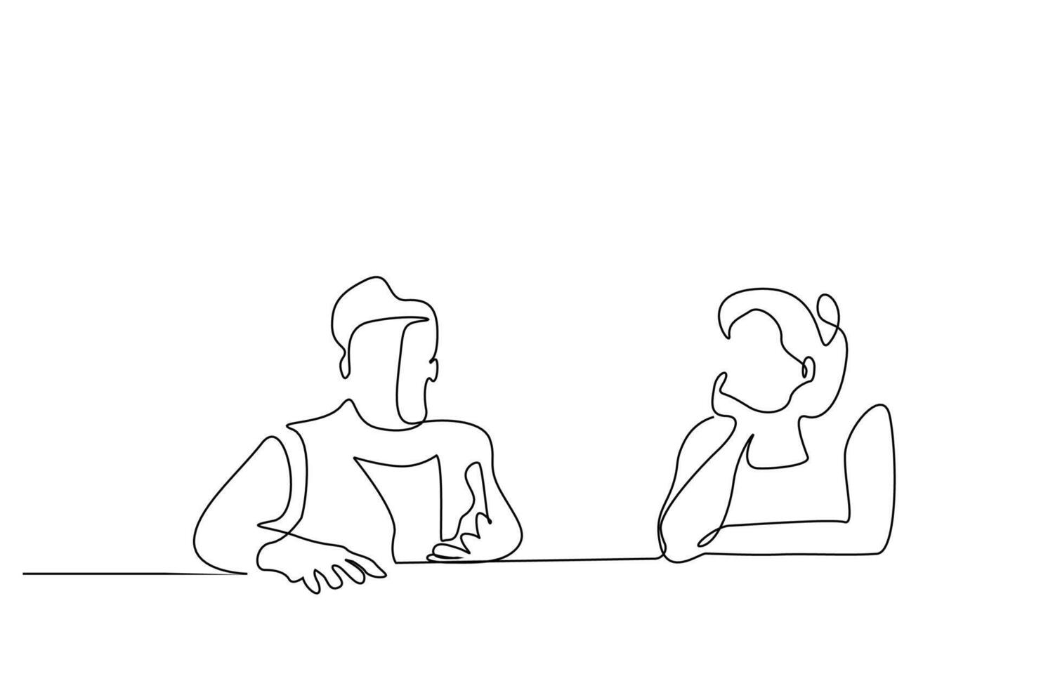 teacher coach speaker listener two people chatting together making a statement giving a life lesson one line art design vector