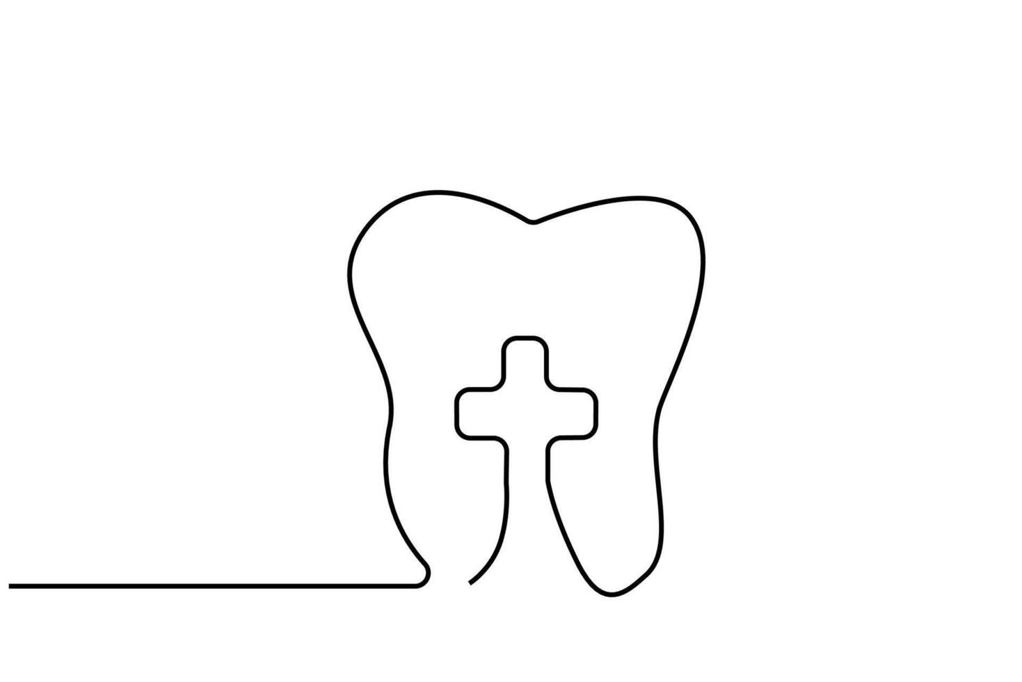 dental teeth health plus treatment object one line art design vector