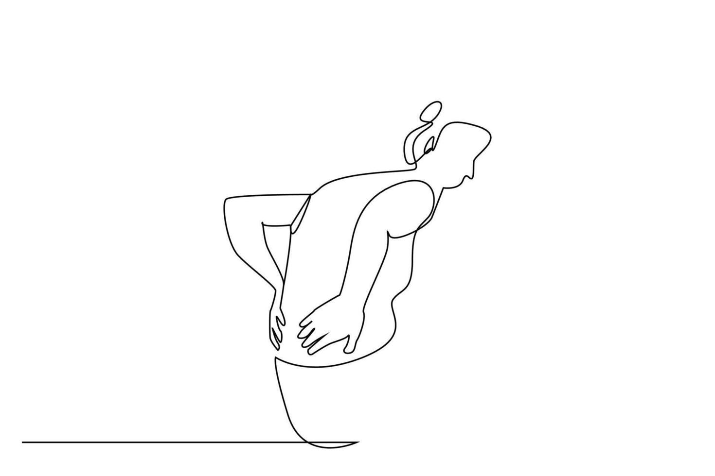 mujer antiguo espalda cintura dolor salud uno línea Arte diseño vector