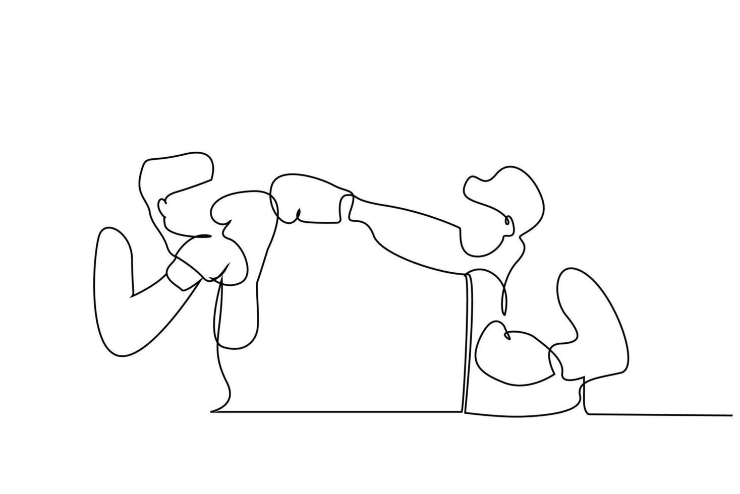 two men box sport fight lifestyle one line art design vector