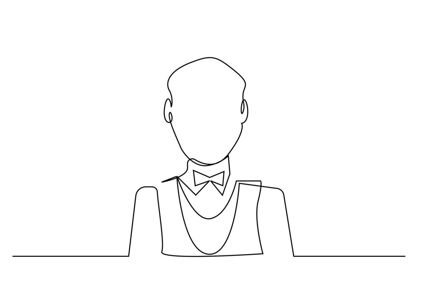 waiter man professional uniform profile portrait one line art design vector