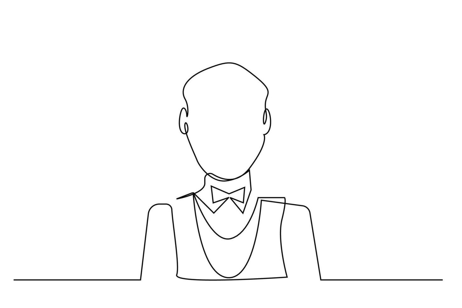 waiter man professional uniform profile portrait one line art design vector