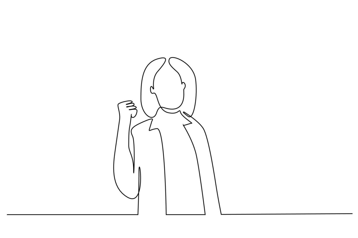strong woman fist brave free one line art design vector