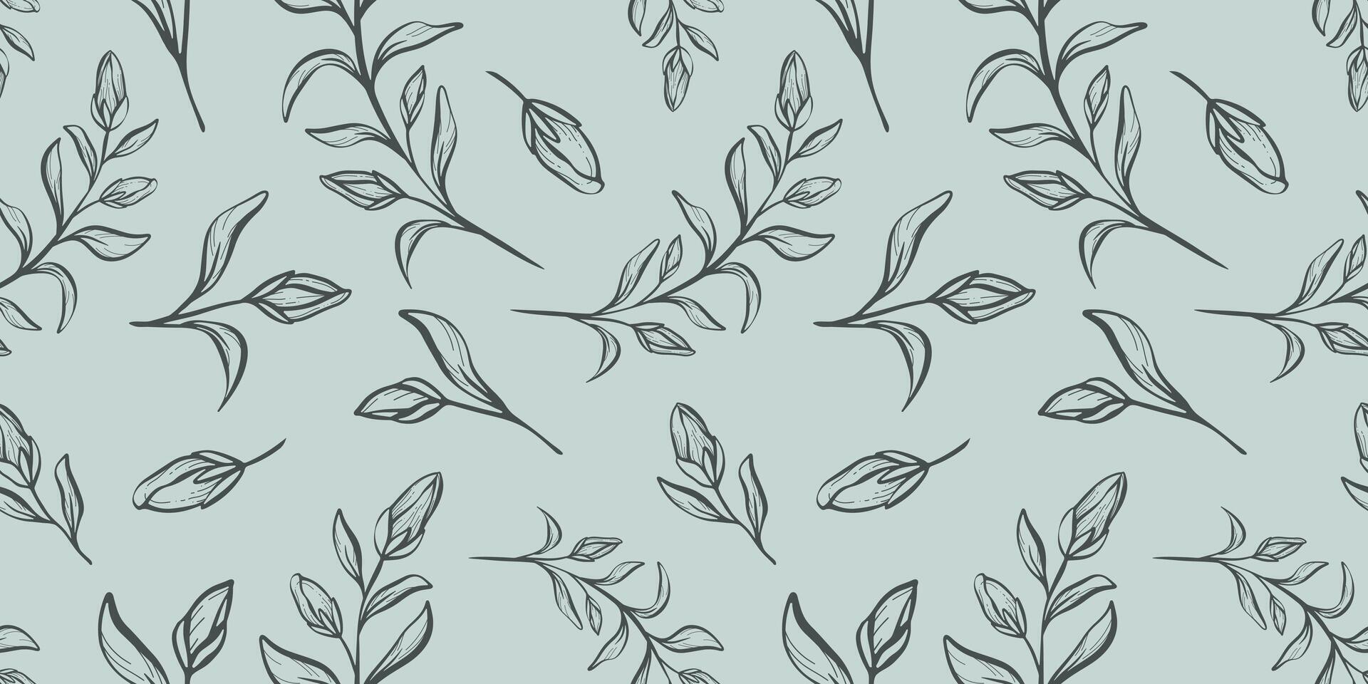 Hand drawn seamless pattern with eucalyptus leaves and branches in cute rustic style. vector