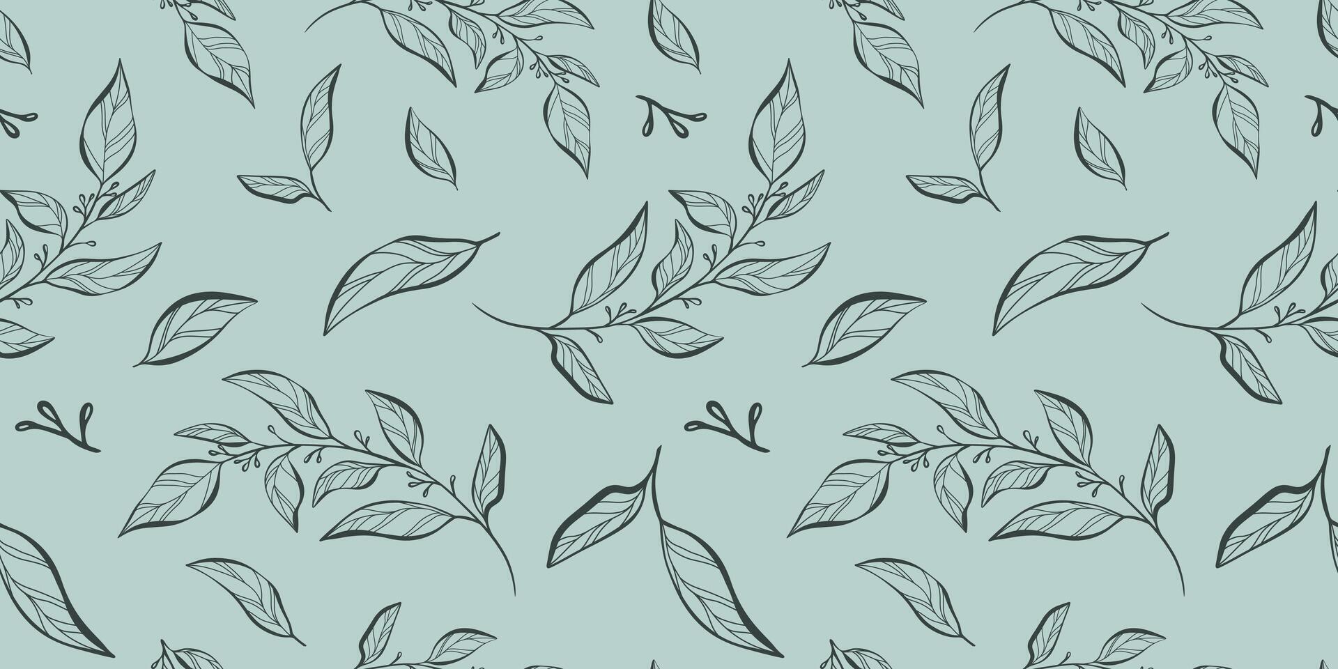 Hand drawn seamless pattern with eucalyptus leaves and branches in cute rustic style. vector