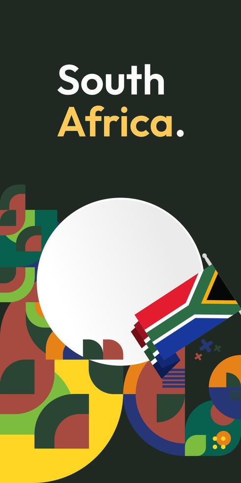 South Africa National Independence Day stand banner. Modern geometric abstract background in colorful style for South Africa day. South African Independence greeting card cover with country flag. vector