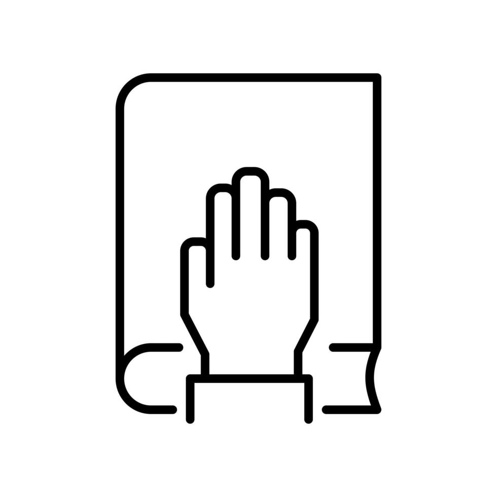 Hand on holy book book - symbol of trust vector