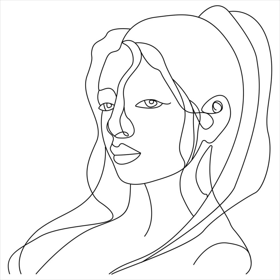 Single line continuous drawing of women's and concept international women's day outline illustration vector