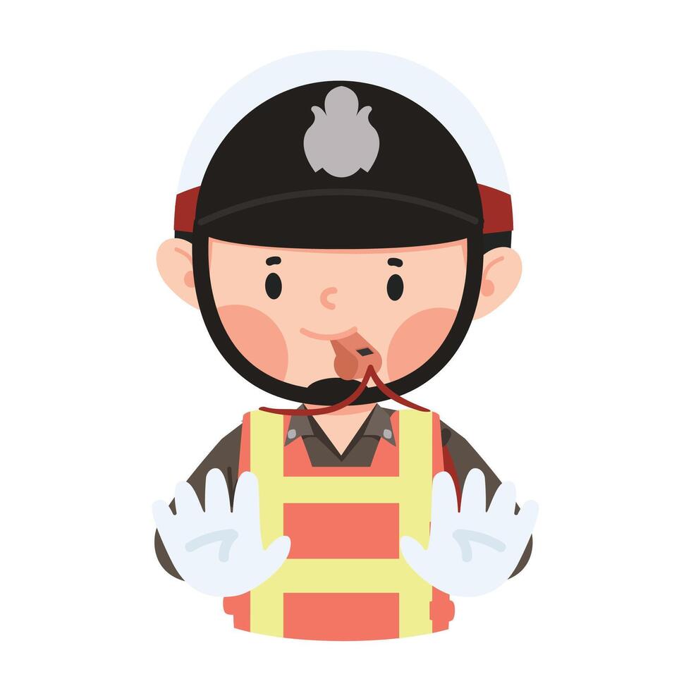 Thai traffic police doing a hand stop sign vector