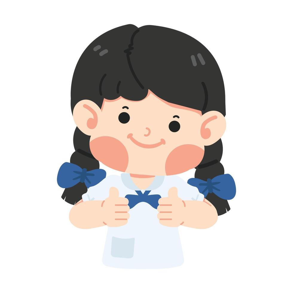 Cute girl student giving thumbs up vector