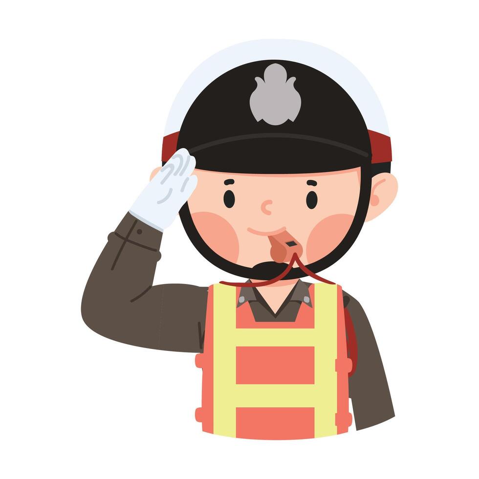 Cartoon character of Thai traffic police vector